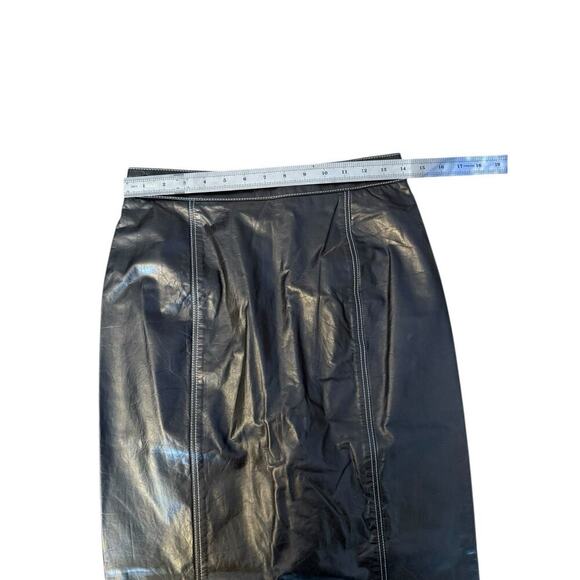 Proenza Schouler Size 8/10 M 100% Leather Midi Skirt Contrast Stitch - Picture 5 of 10